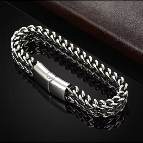 Stainless Steel Braided Double Row Front and Rear Fish Scale Alloy Magnetic Buck - Picture 3 of 7